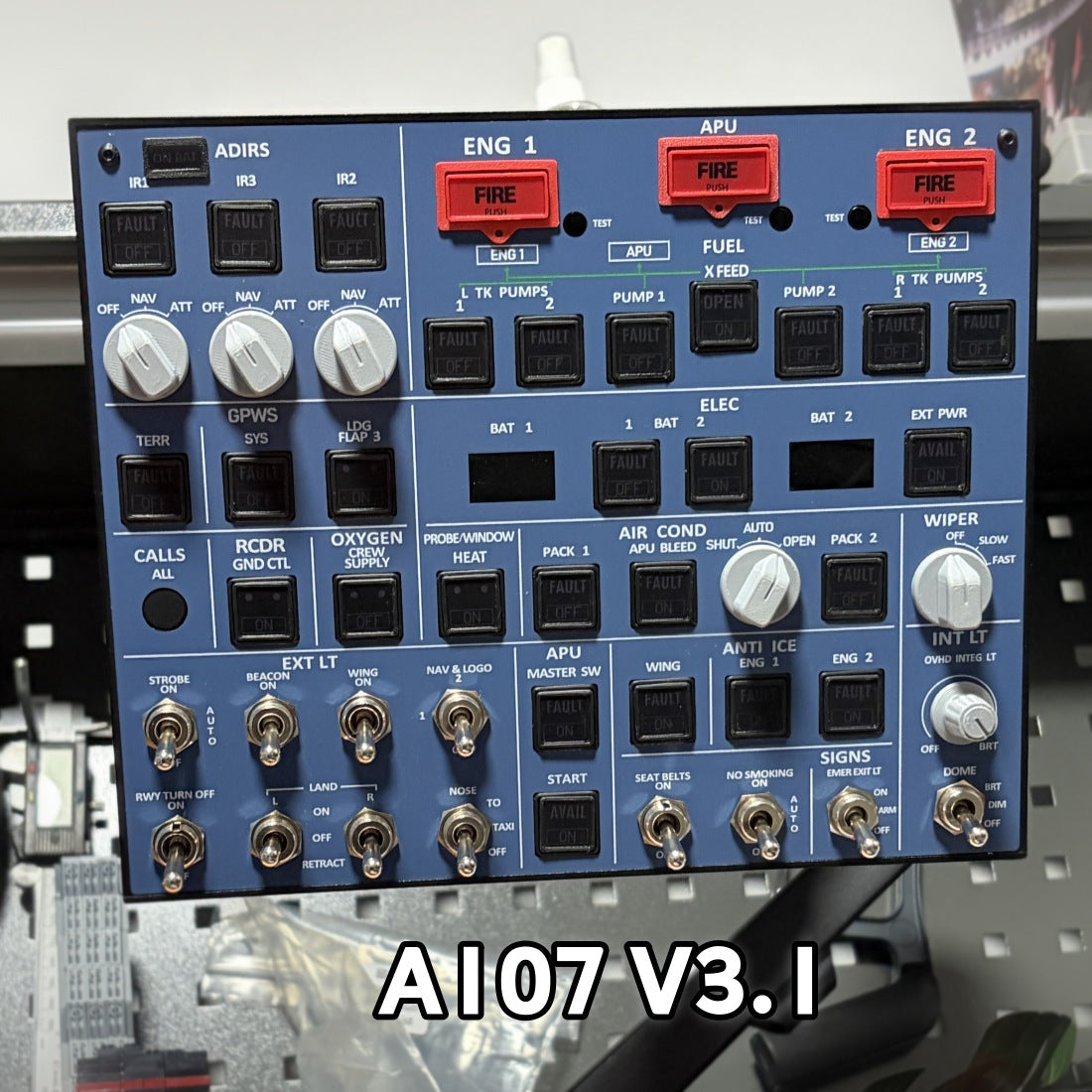 Rowsfire A107 A320pro/A320 MAX Light Overhead Panel (OVH)-V3.1 - Rowsfire