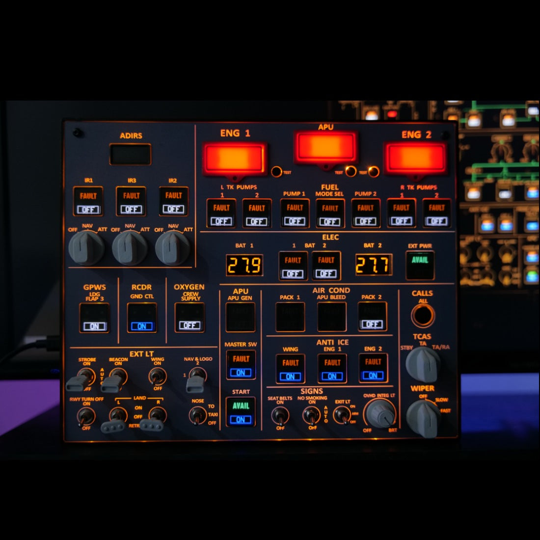 Rowsfire A107 A320pro/A320 MAX Light Overhead Panel (OVH)