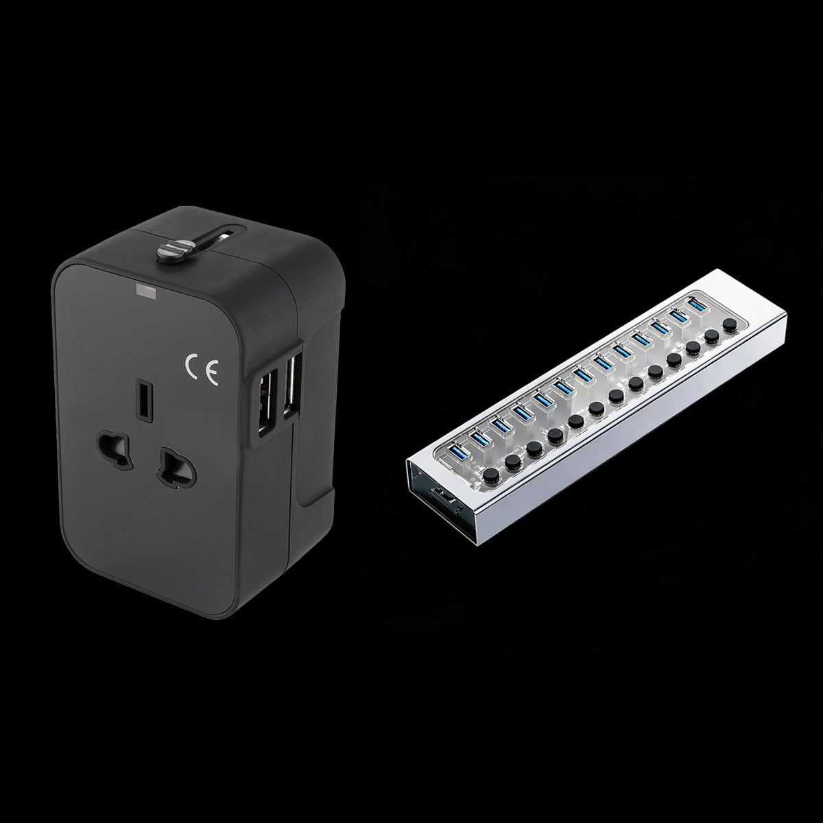 Rowsfire 13-Port Independent Control USB 3.0 Hub with Global Universal Power Adapter