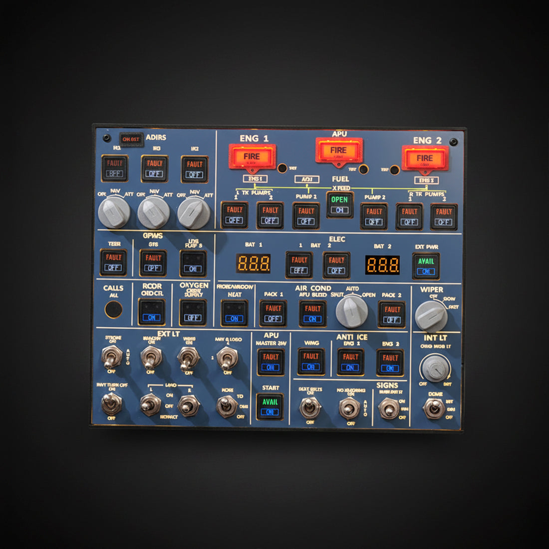 Rowsfire A107 A320pro/A320 MAX Light Overhead Panel (OVH)-V3.1