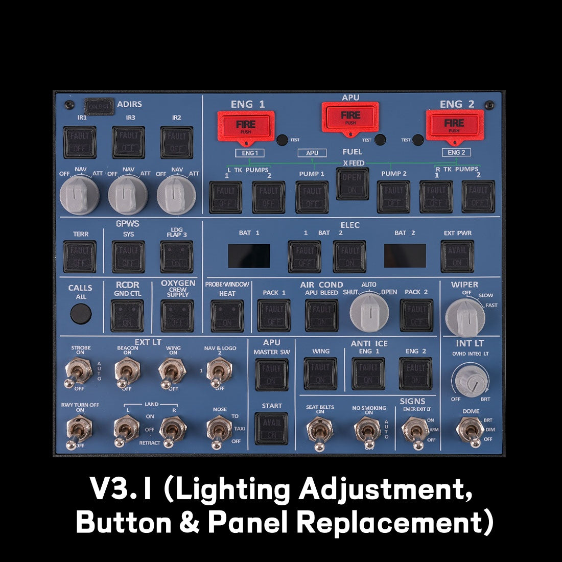 Rowsfire A107 A320pro/A320 MAX Light Overhead Panel (OVH)-V3.1 - Rowsfire