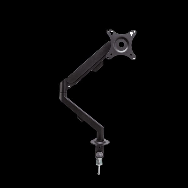 Rowsfire gas-spring VESA arm with desk clamp, black background