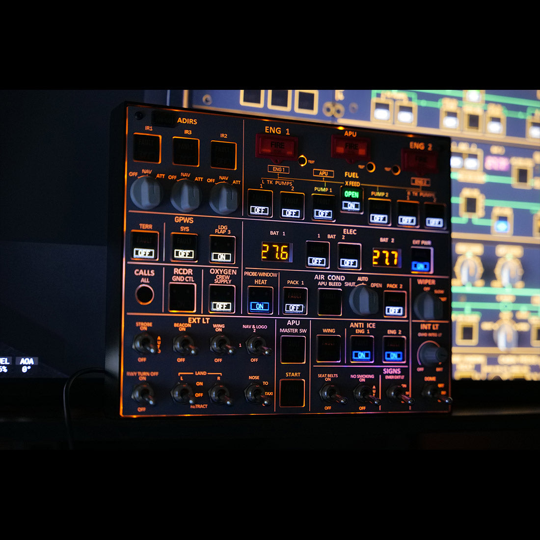 Rowsfire A107 A320pro/A320 MAX Light Overhead Panel (OVH)-V3.1 - Rowsfire