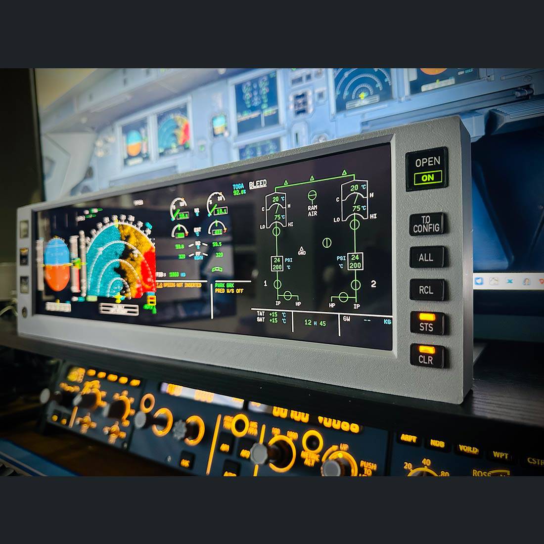 Rowsfire A108 A320/A350/A380 PFD ND ECAM EWD 4-in-1 Flight Display Panel - Rowsfire