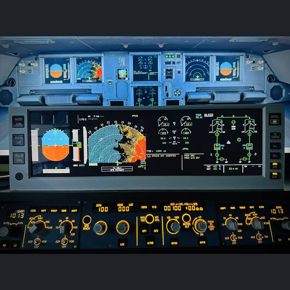Rowsfire A108 A320/A350/A380 PFD ND ECAM EWD 4-in-1 Flight Display Panel - Rowsfire