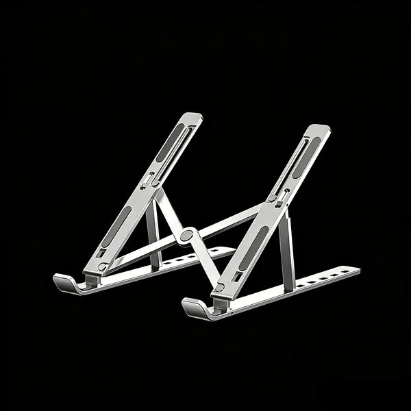Rowsfire custom aluminum alloy desk stand showcasing a sleek, adjustable computer or tablet stand on a modern workspace.
