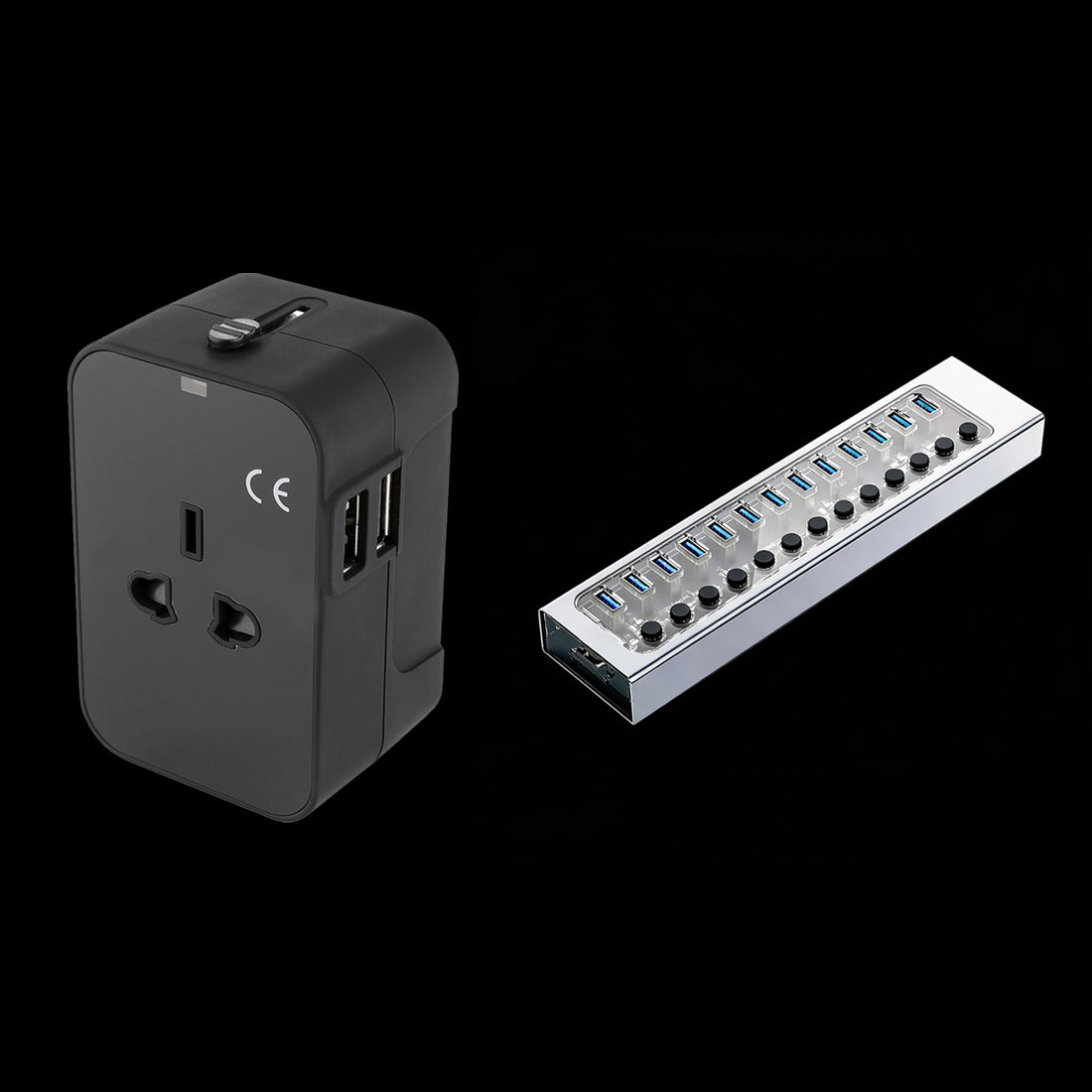 Rowsfire 13-Port Independent Control USB 3.0 Hub with Global Universal Power Adapter