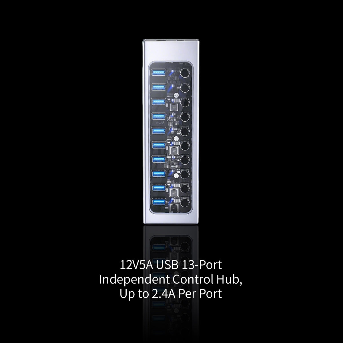Rowsfire 13-Port Independent Control USB 3.0 Hub with Global Universal Power Adapter