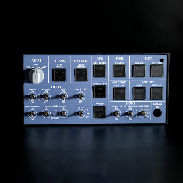 Rowsfire A106 A320 overhead panel with backlit metal controls for flight simulator, plug and play setup