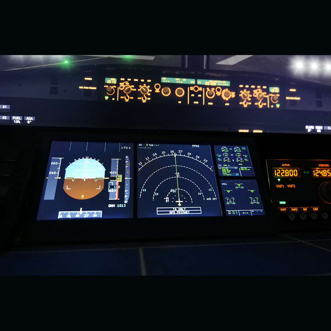 Rowsfire A108 V2 on a desk beside the main flight sim monitor