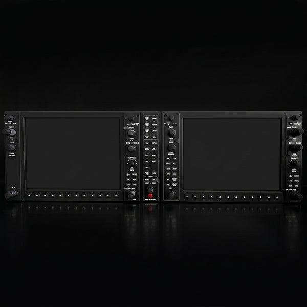 Rowsfire D105 G1000 NXi panel set showing detailed cockpit instrument displays and control panels for flight simulation.